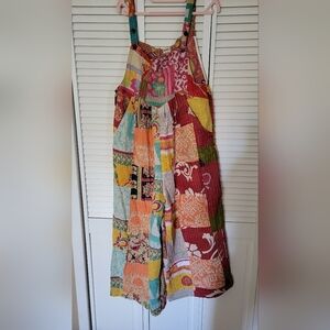 Boho Patchwork Kantha Style Overalls - Multicolor